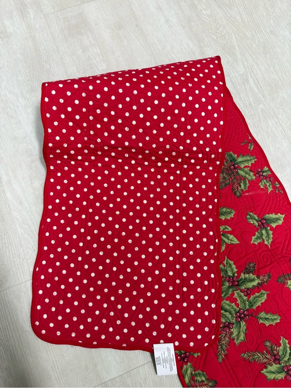 St. Nicholas Square Red Polka Dot Holiday Fabric Accent 13”x 53”